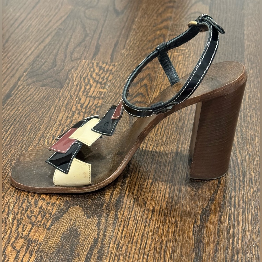 Miu Miu wooden high heel women’s size 39 patent leather black maroon cream - Picture 4 of 12